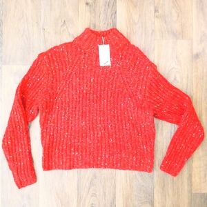 A New Day Women's Christmas Mock Turtleneck Pullover Sweater Speckled Red XS